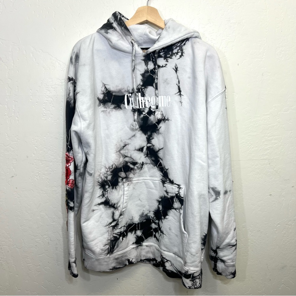 Civil Regime Marble Black White Roses Hoodie Sweatshirt Unisex Size L
